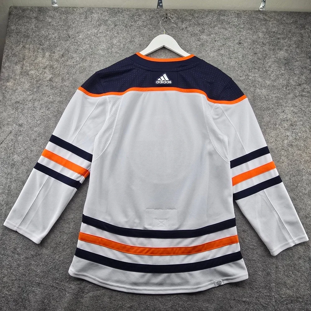 Adidas Edmonton Oilers NHL Jersey Mens 44 White Primegreen Authentic Fight Strap